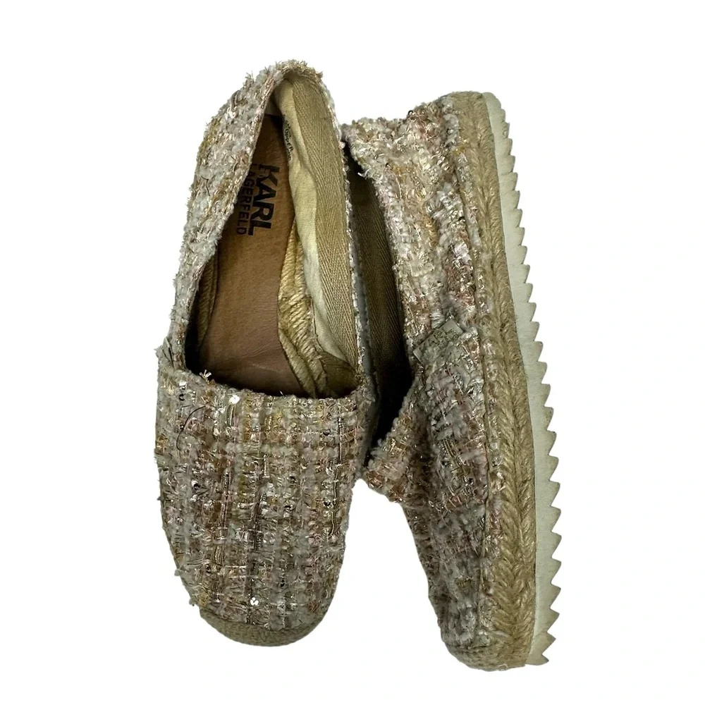 Karl Lagerfeld Arago 2 Metallic Flat Espadrilles 6.5